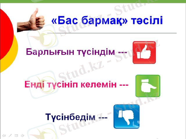 Сабақтағы кері байланыс" презентациясы